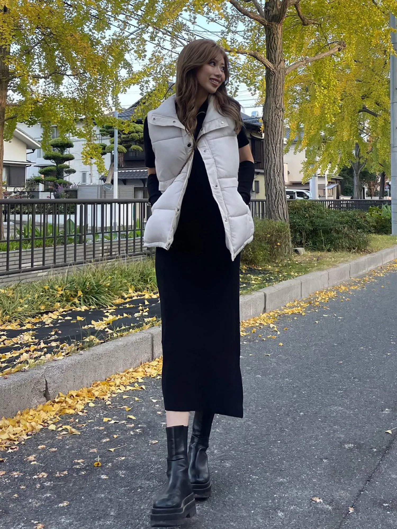 Knit slit dress