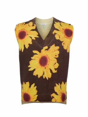 Knitted Printed Vest (Brown)