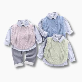 Knitted Sweater Vest Boy Outfit