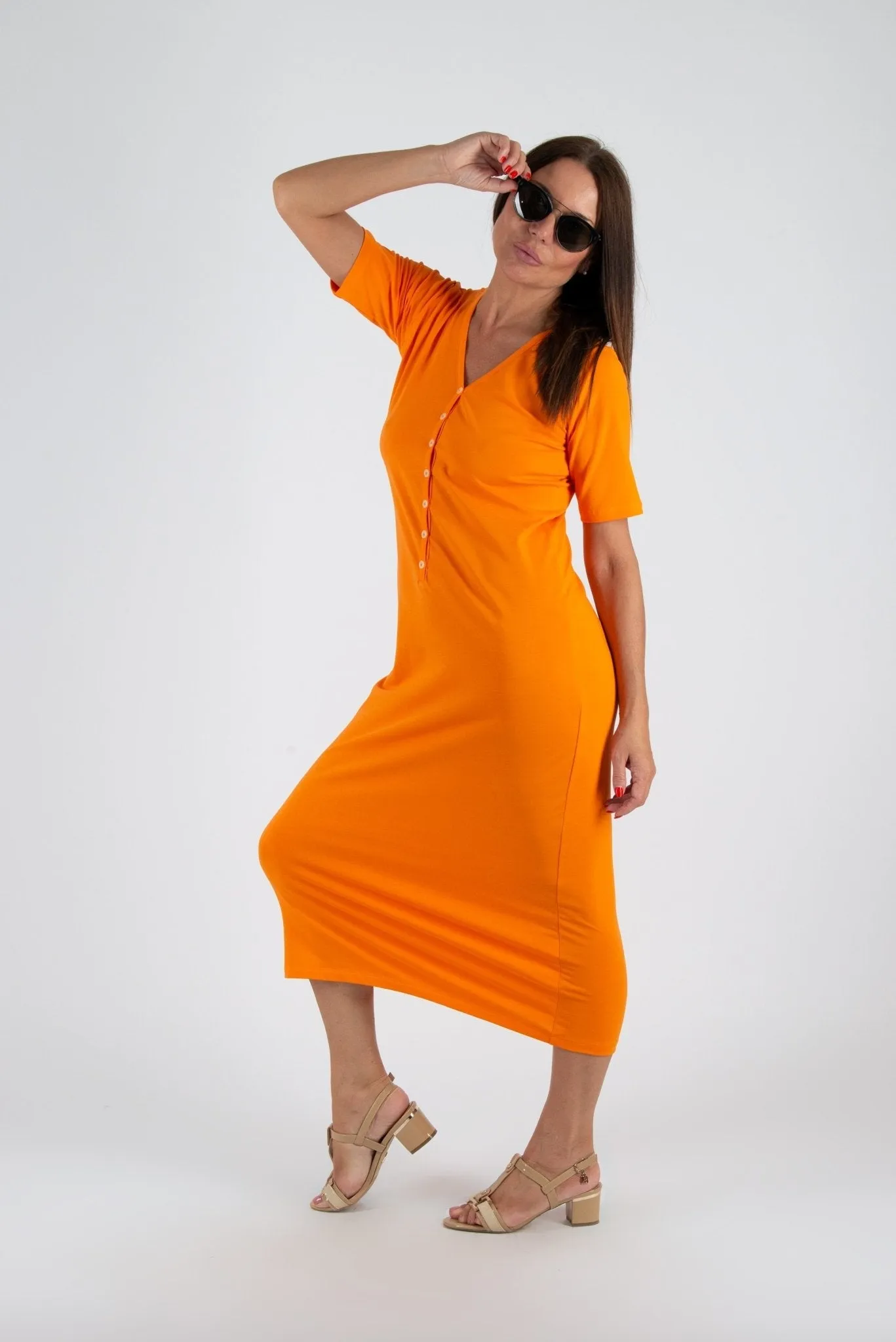 KRISTA V Neck Jersey Dress