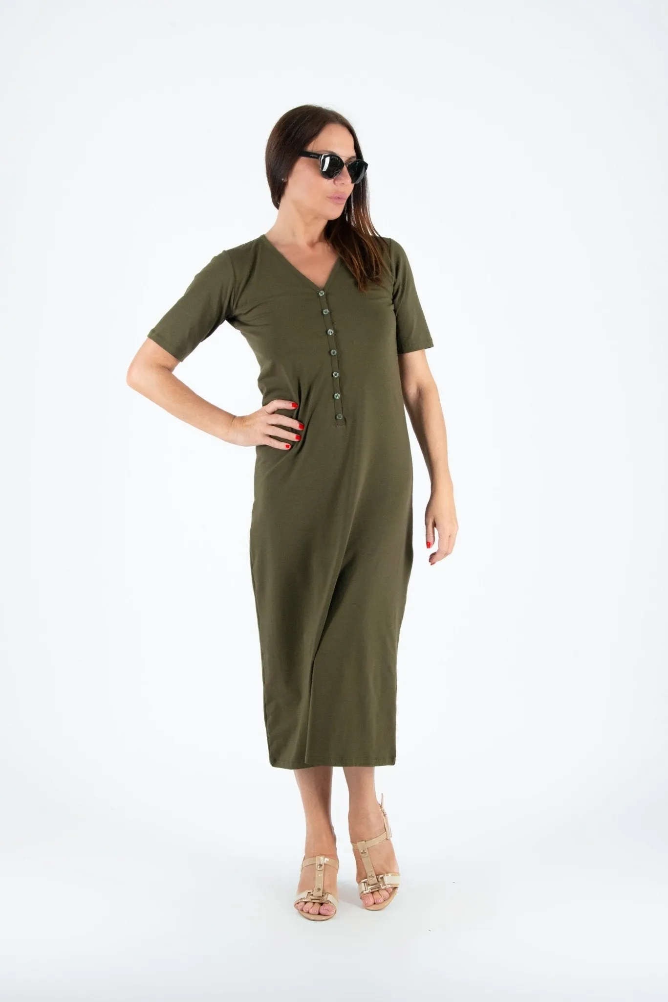 KRISTA V Neck Jersey Dress