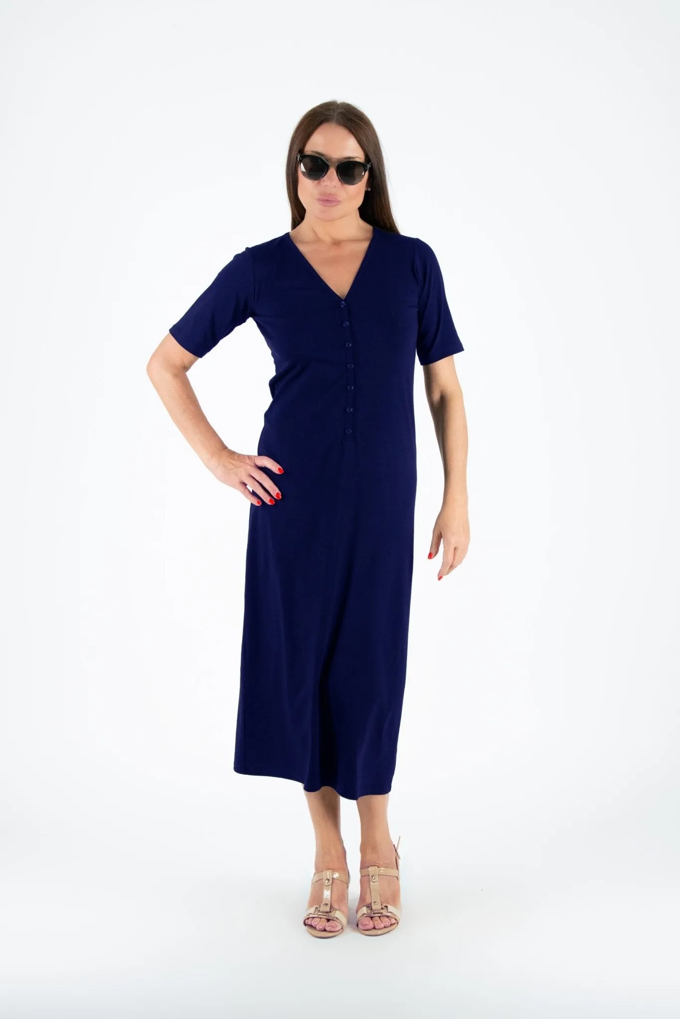 KRISTA V Neck Jersey Dress