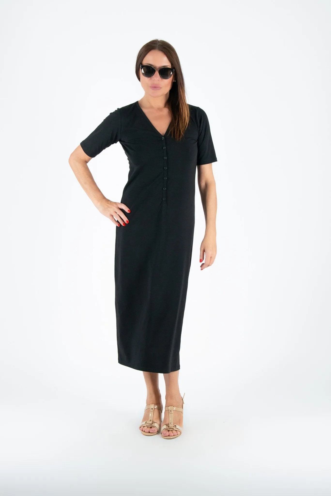 KRISTA V Neck Jersey Dress