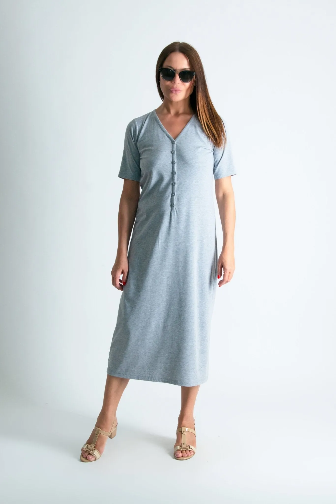 KRISTA V Neck Jersey Dress