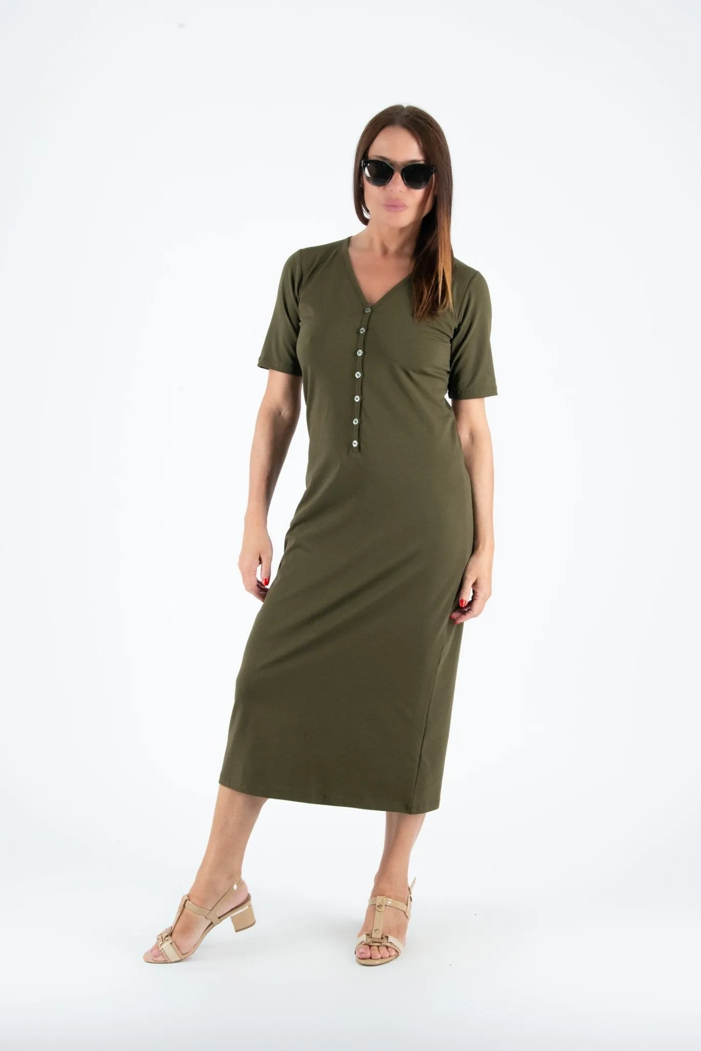 KRISTA V Neck Jersey Dress