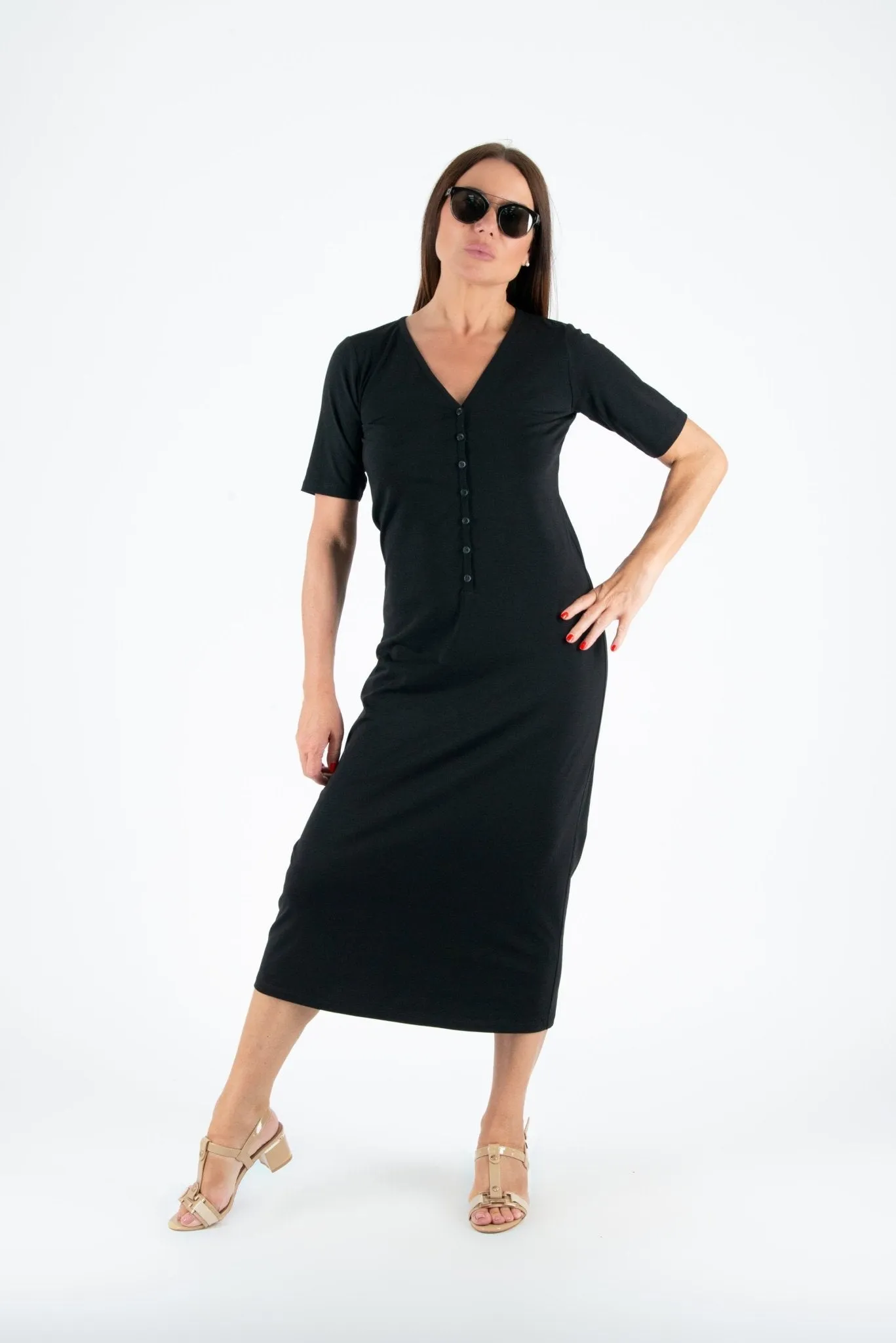 KRISTA V Neck Jersey Dress