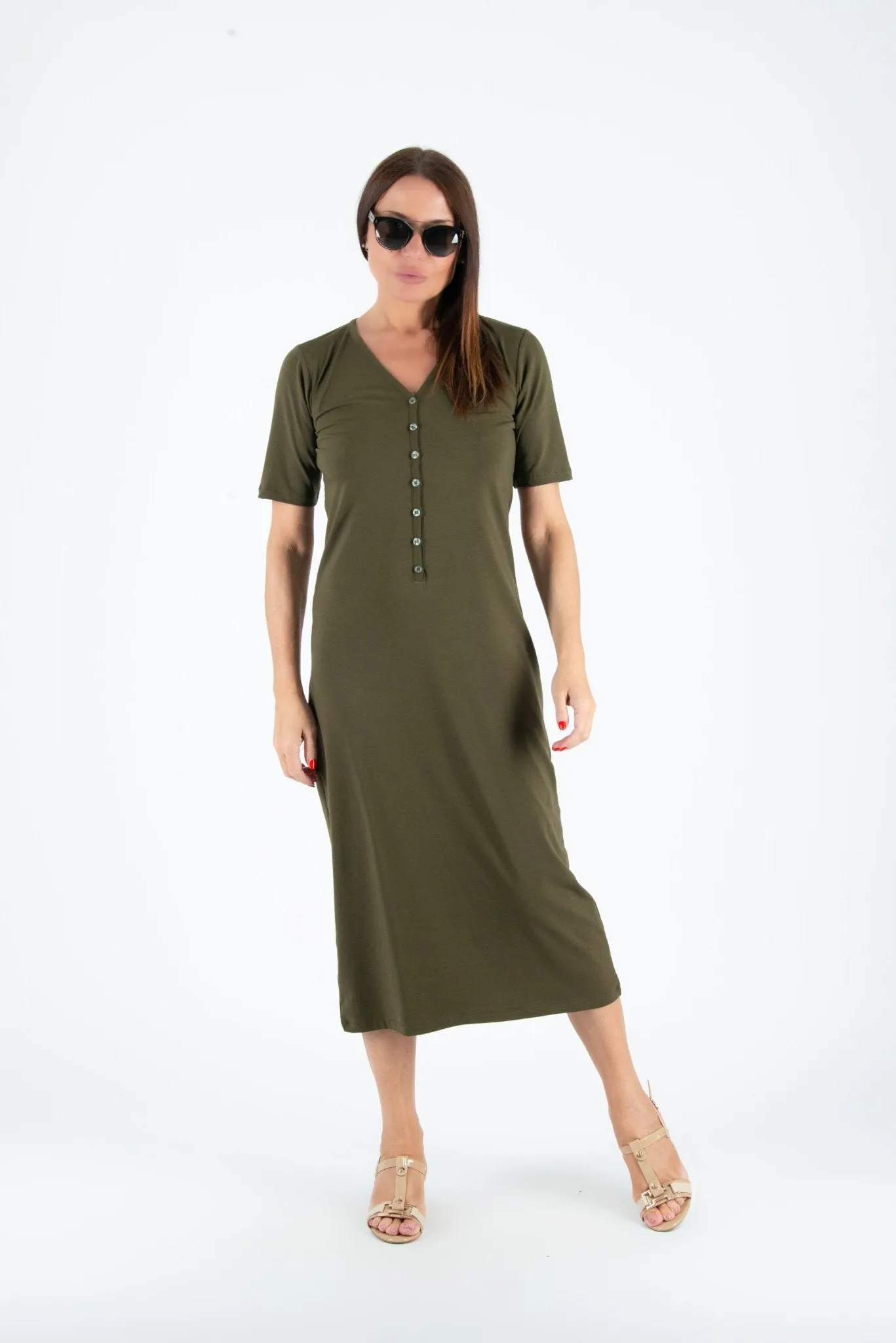 KRISTA V Neck Jersey Dress