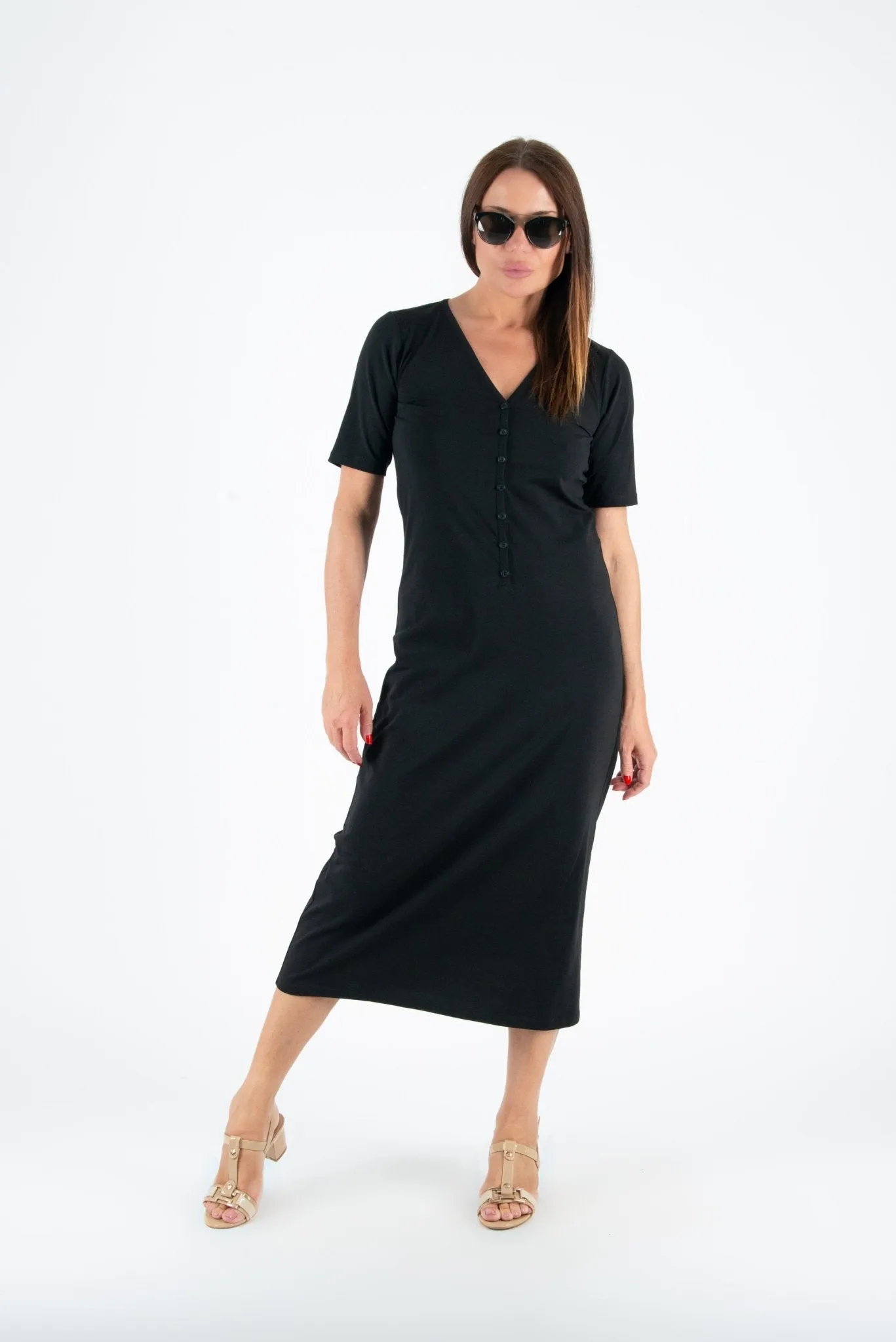 KRISTA V Neck Jersey Dress