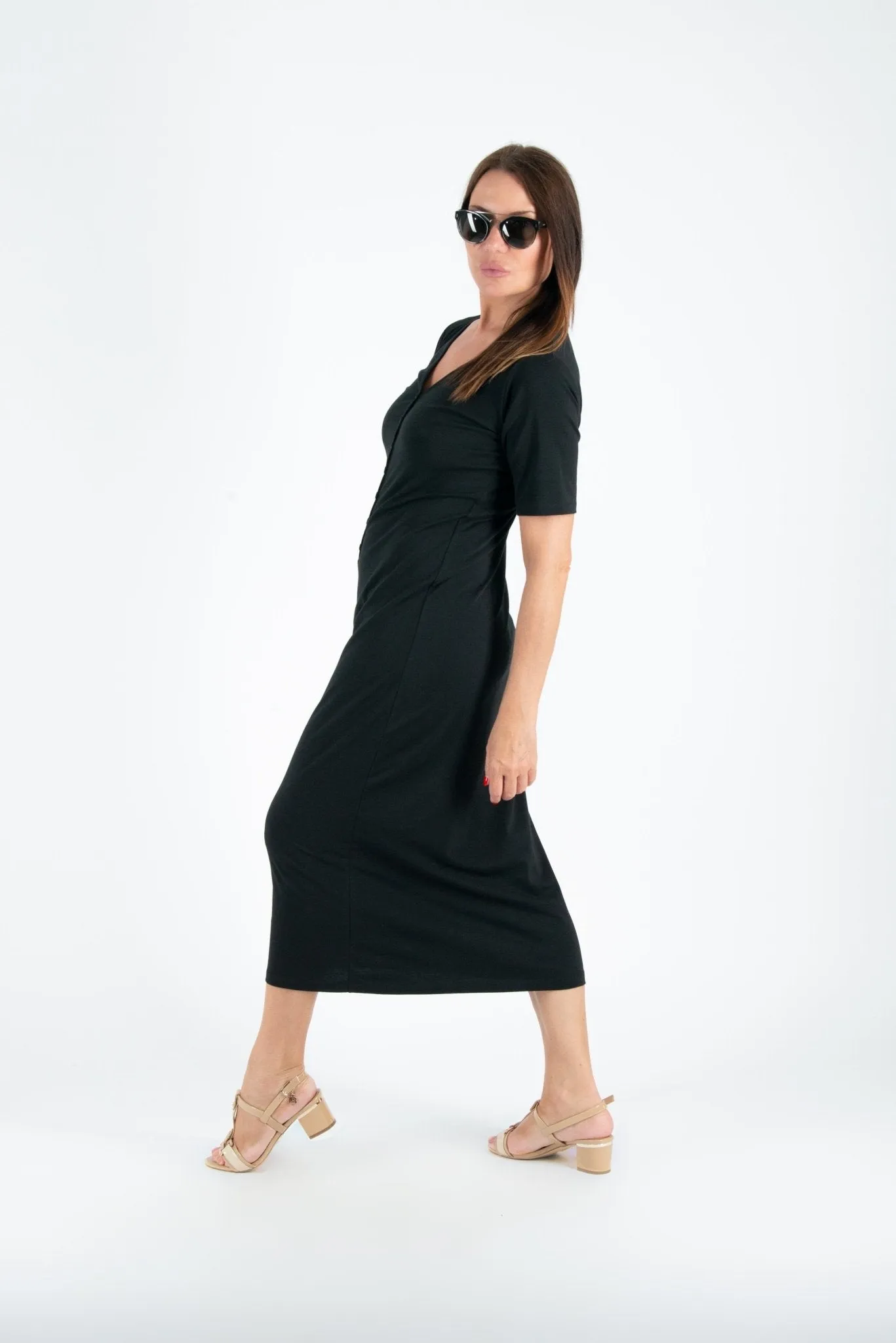 KRISTA V Neck Jersey Dress