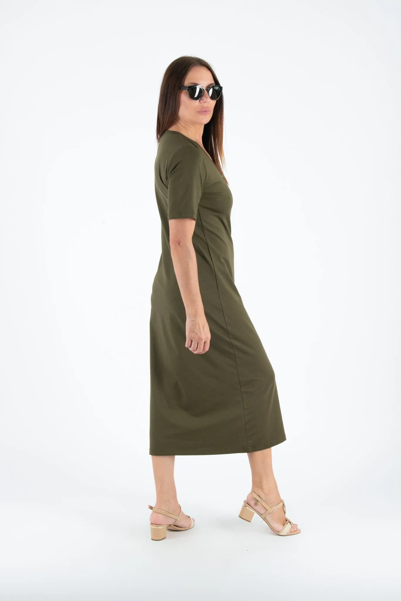 KRISTA V Neck Jersey Dress
