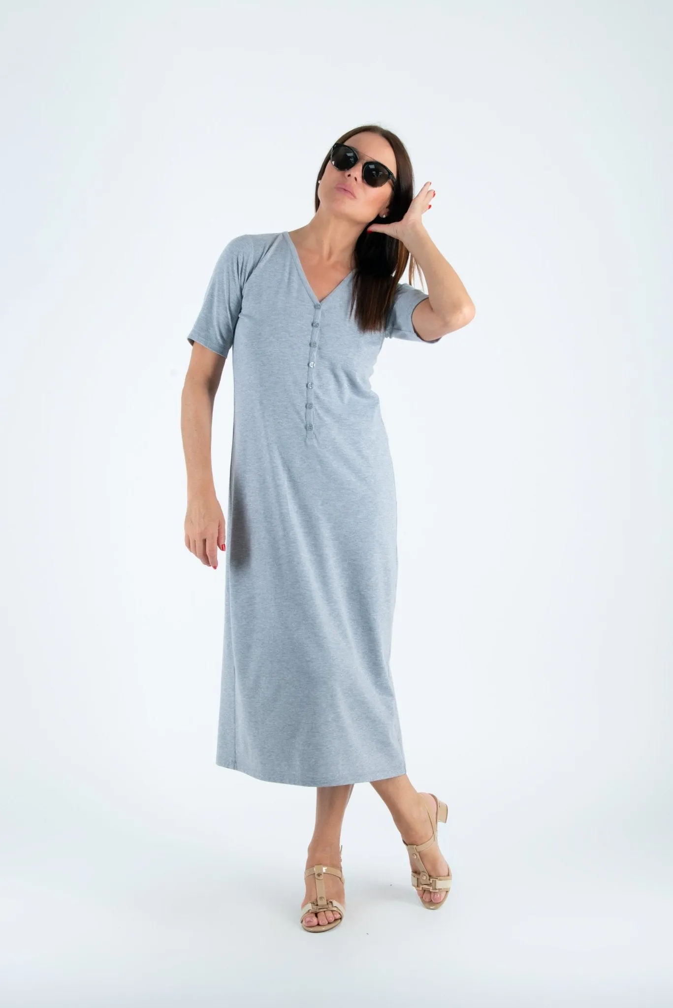 KRISTA V Neck Jersey Dress