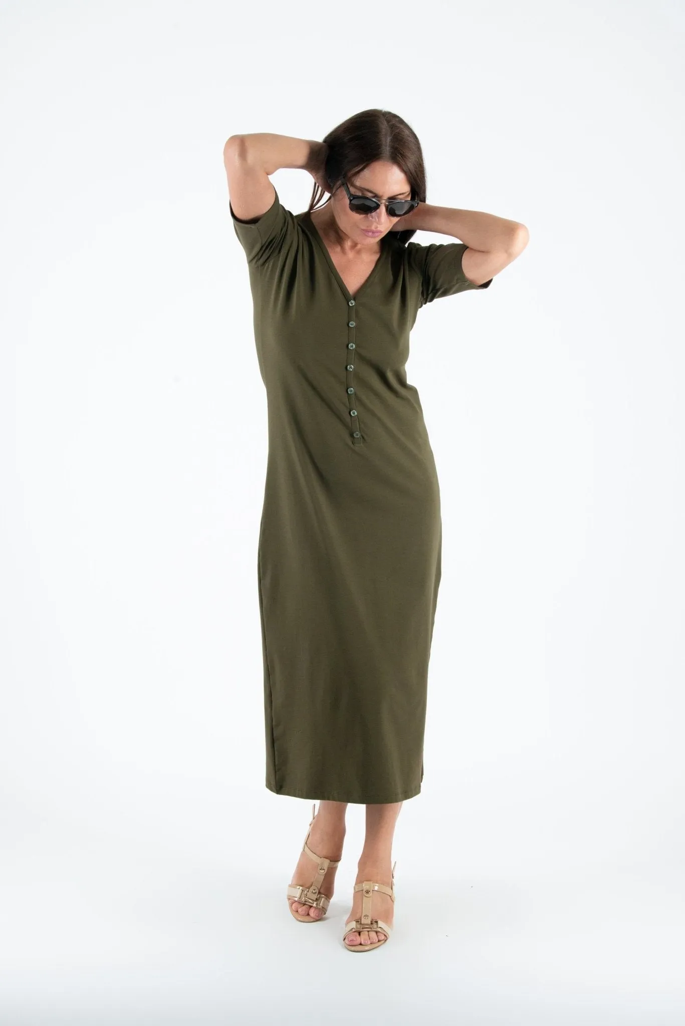 KRISTA V Neck Jersey Dress