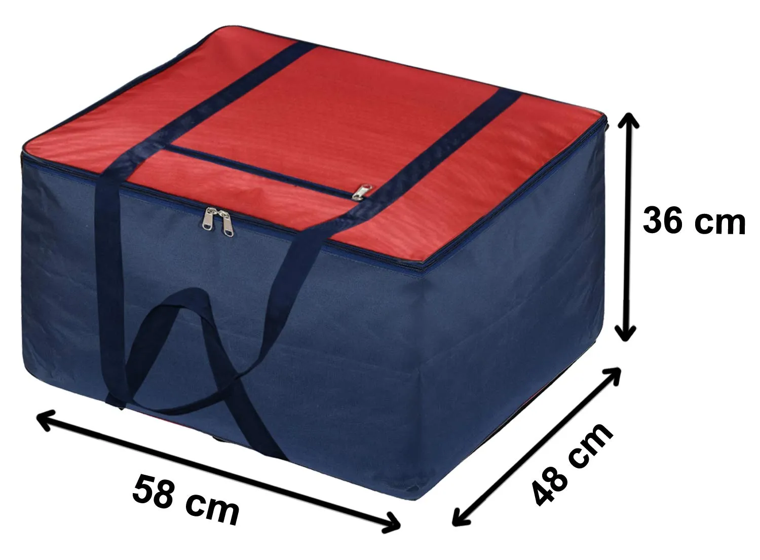 Kuber Industries Large Size Lightweight Foldable Rexine Jumbo Underbed Storage Bag With Zipper And Handle (Red & Brown)-Pack of 2