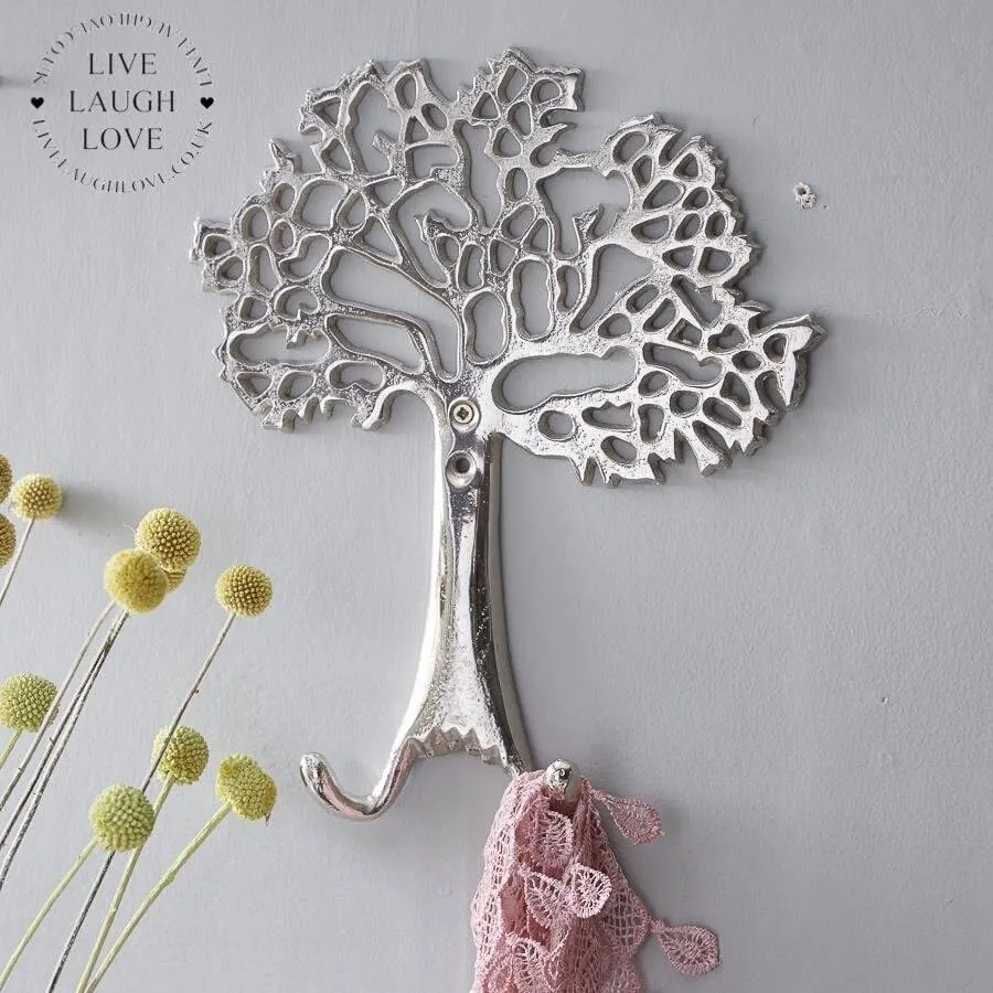 Large Silvered Tree Of Life Wall Hooks