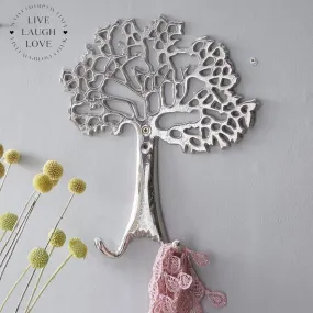Large Silvered Tree Of Life Wall Hooks