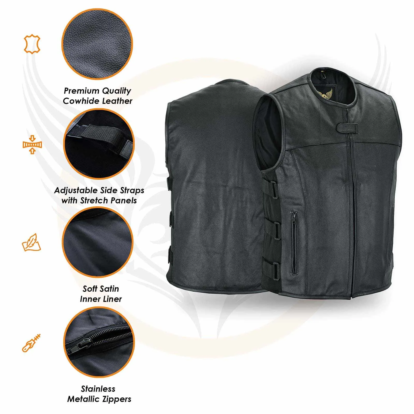 Leatherick SWAT Style Cowhide Biker Vest