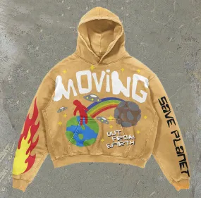 Leave the Planet Print Casual Street Hoodie