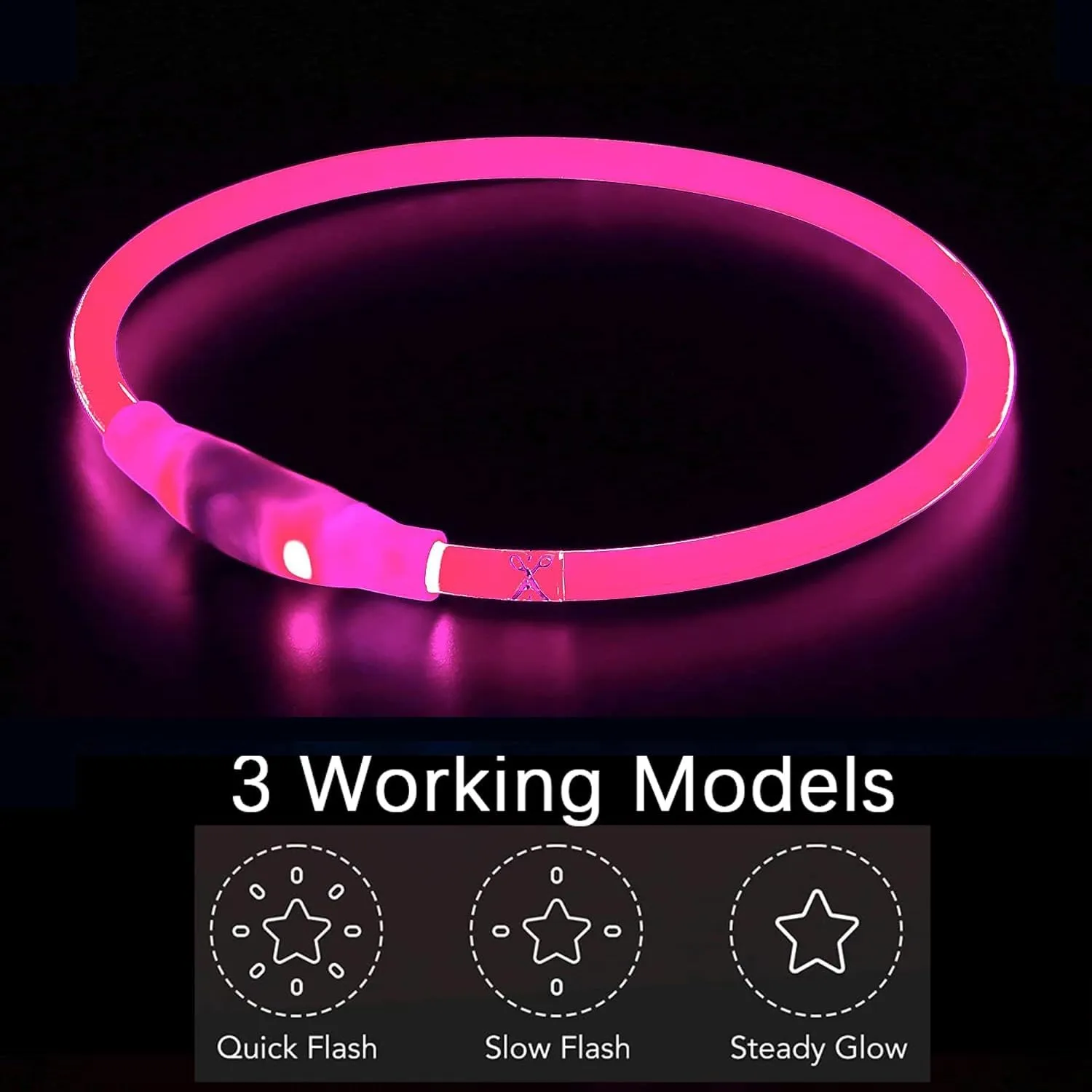LED Dog Collar, Dog Collars, Rechargeable Shiny Night Walking