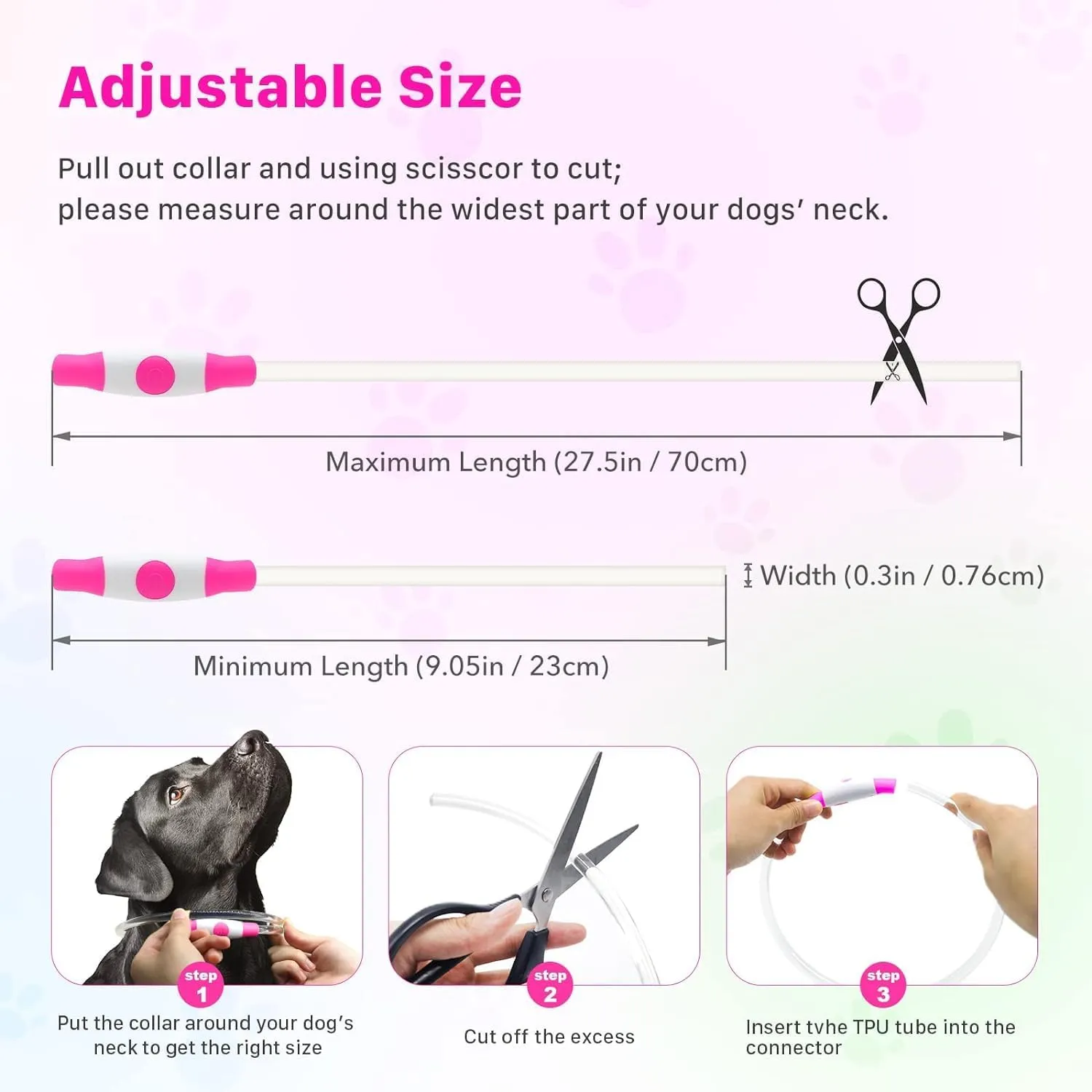 LED Dog Collar, Dog Collars, Rechargeable Shiny Night Walking