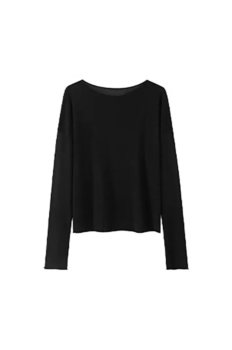 Lightweight Tencel Blend Long Sleeve Knit Top
