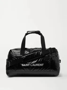 Logo-print glossed-nylon duffle bag
