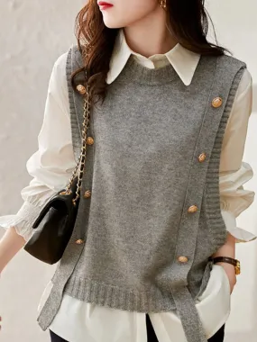 Loose Button Knitted Vest