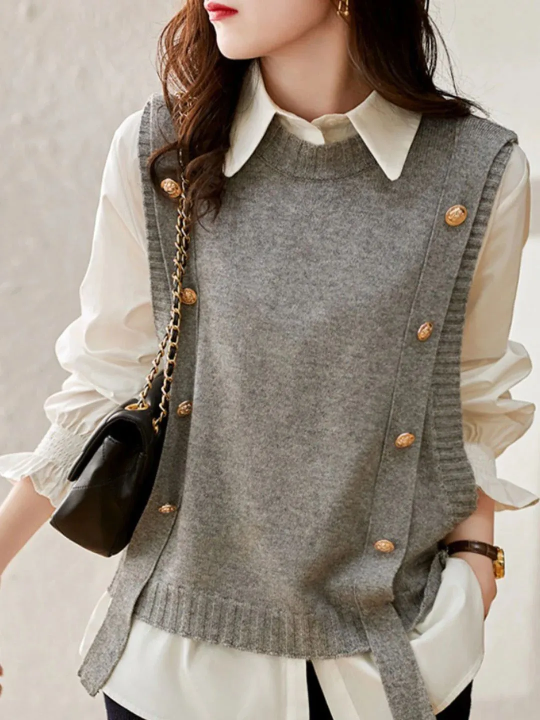 Loose Button Knitted Vest
