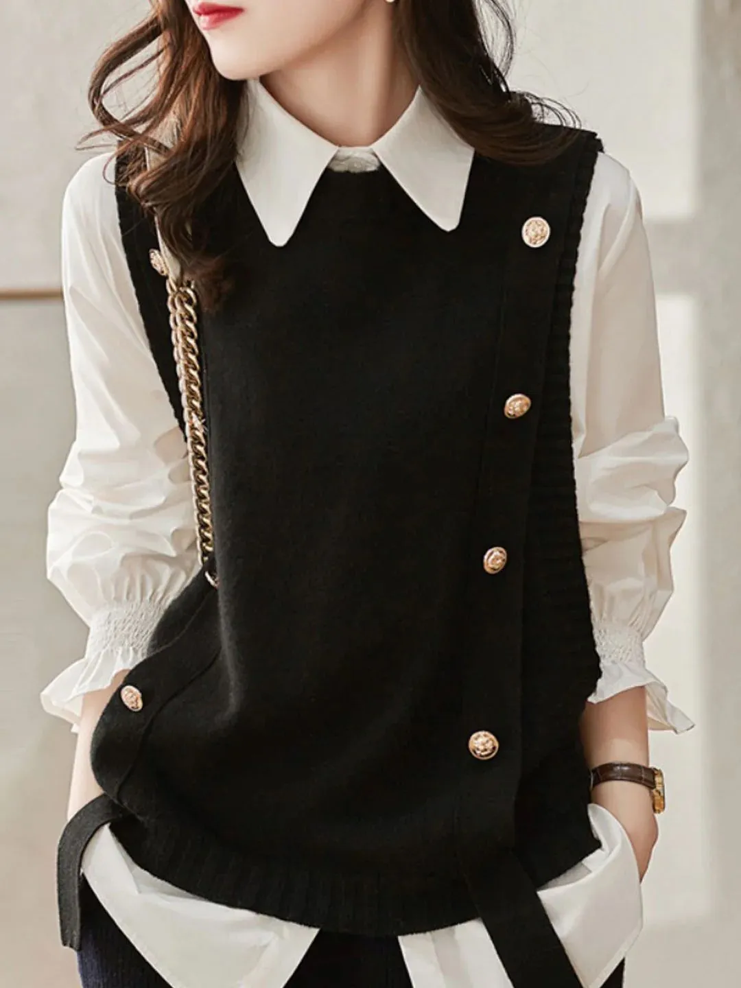 Loose Button Knitted Vest