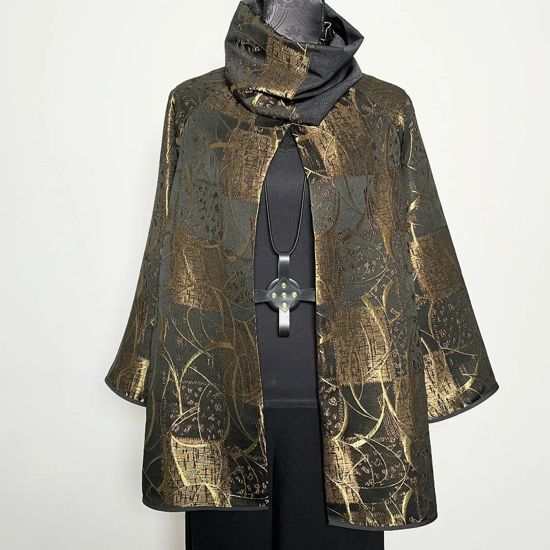 Luxe Collar - Loop Scarf - Black With Bronze Trim