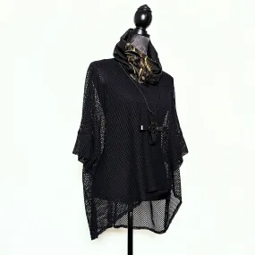 Luxe Collar - Loop Scarf - Black With Bronze Trim