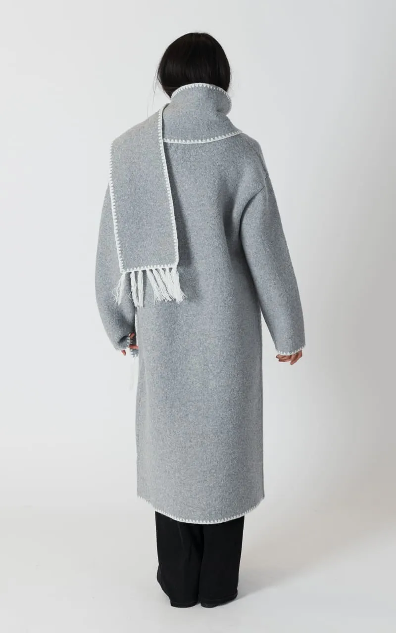 Lyla   Luxe- Delaney Long Coat with Detachable Scarf
