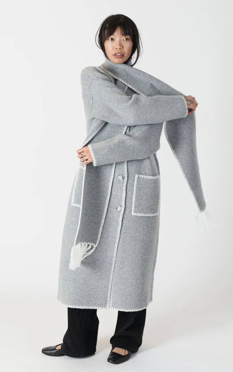 Lyla   Luxe- Delaney Long Coat with Detachable Scarf