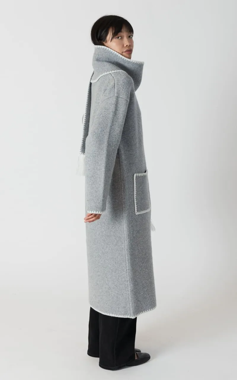Lyla   Luxe- Delaney Long Coat with Detachable Scarf