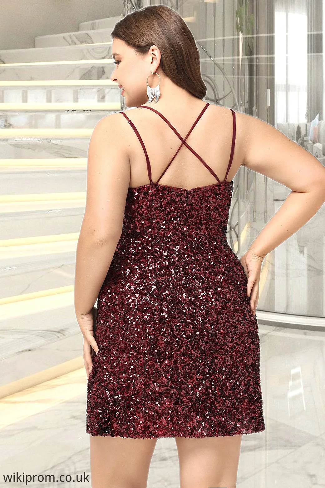 Lyric Bodycon Scoop Short/Mini Sequin Homecoming Dress With Sequins SWKP0020489