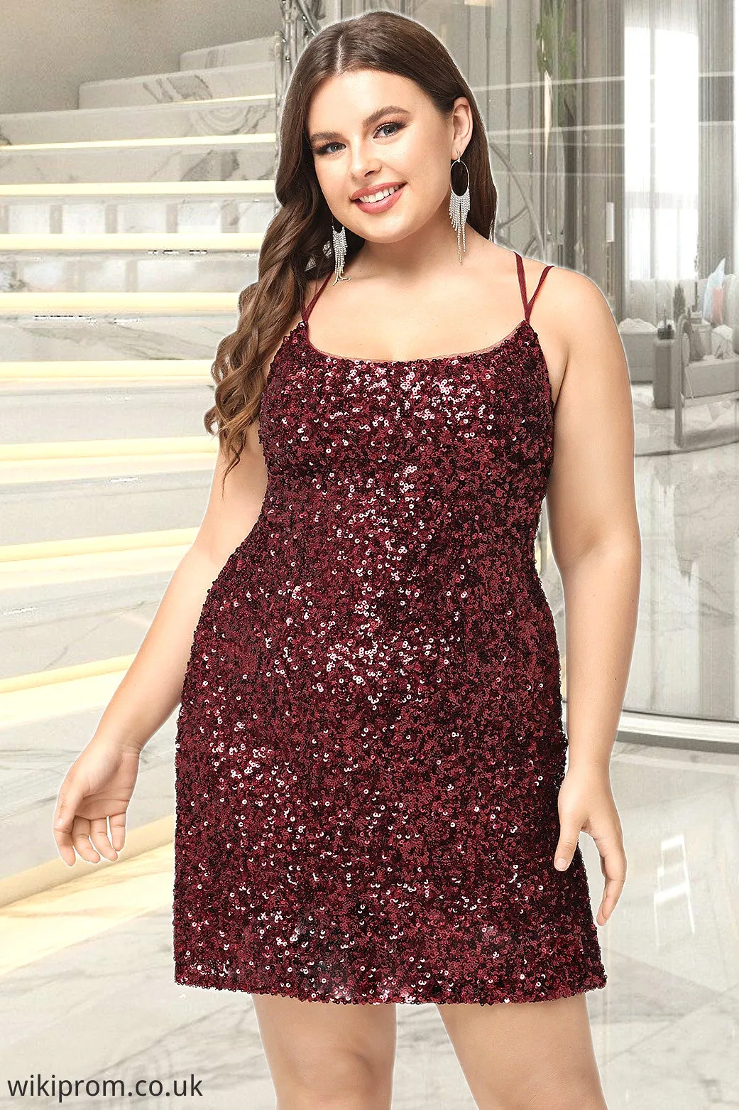 Lyric Bodycon Scoop Short/Mini Sequin Homecoming Dress With Sequins SWKP0020489