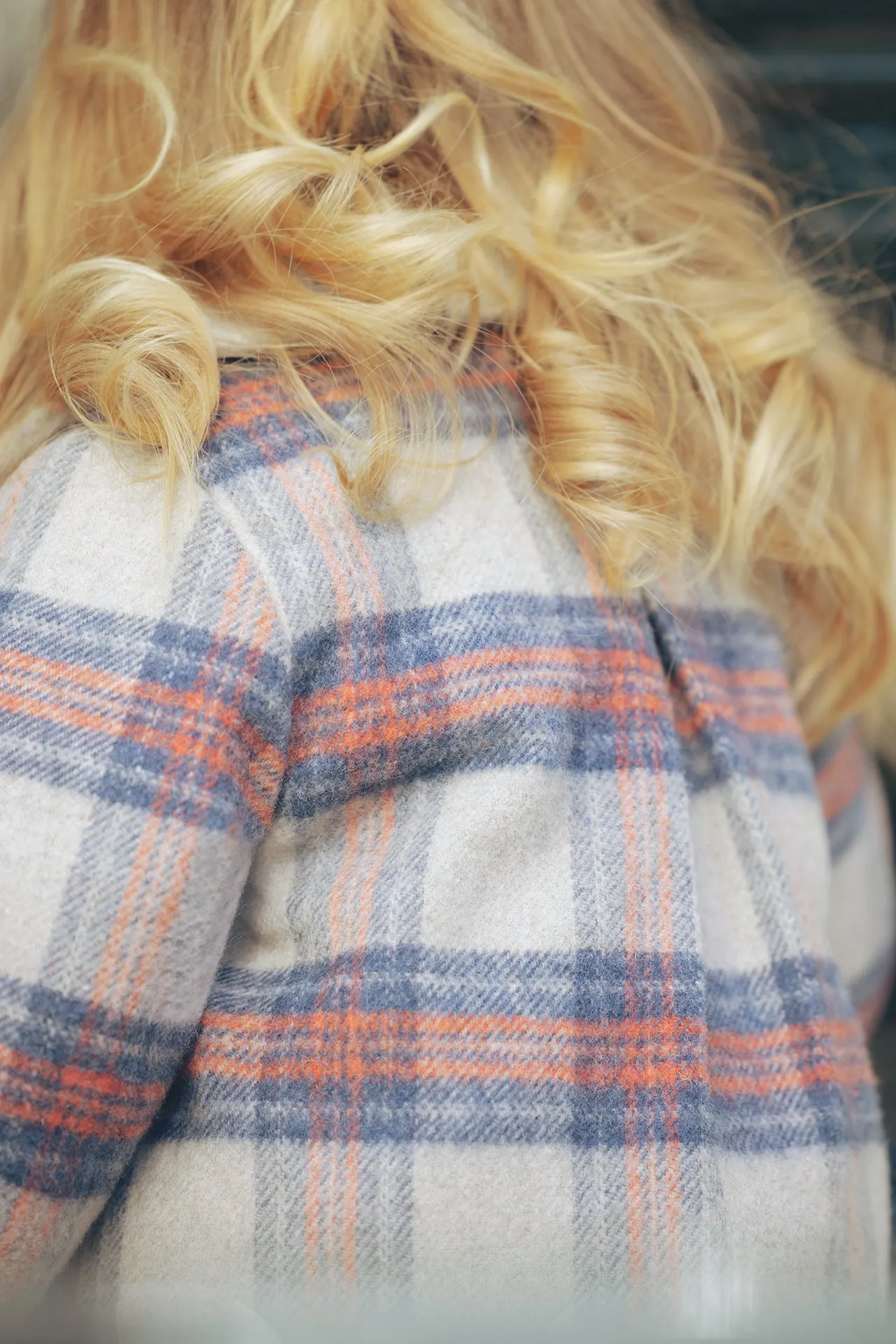 Manteau - Beige laine carreaux