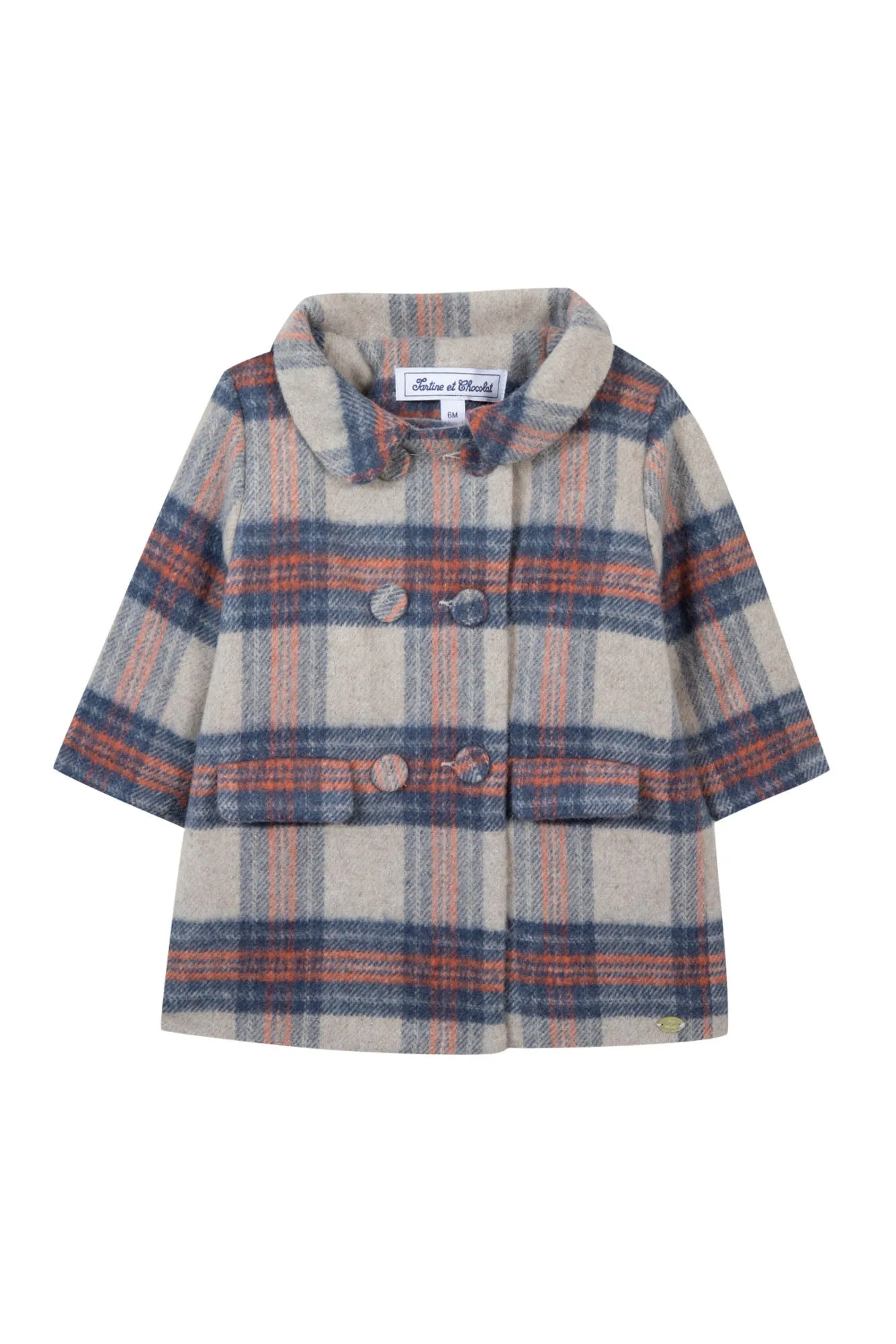 Manteau - Beige laine carreaux