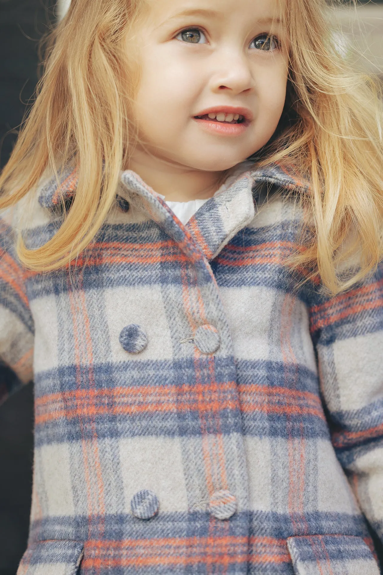 Manteau - Beige laine carreaux