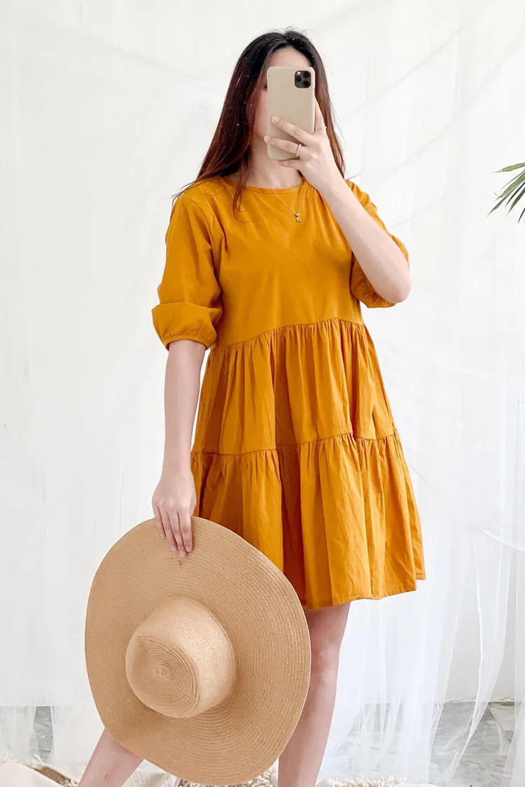 Mara Tie Neck Tiered Dress