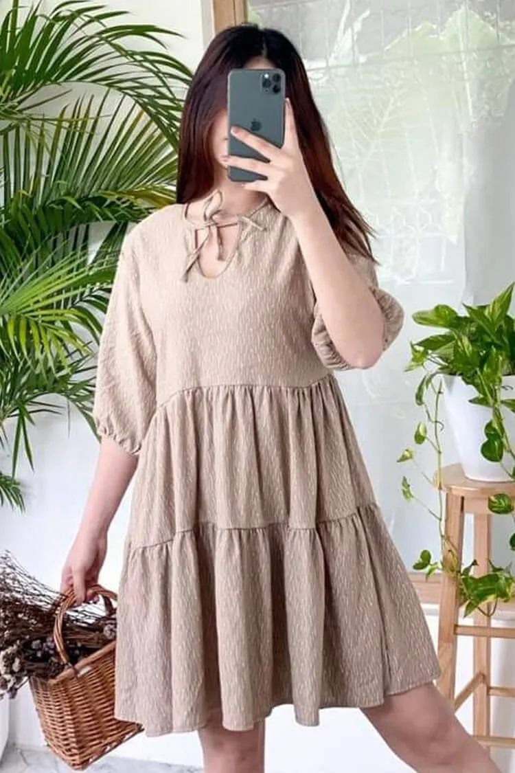 Mara Tie Neck Tiered Dress