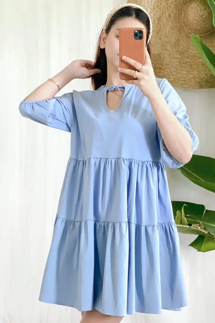 Mara Tie Neck Tiered Dress