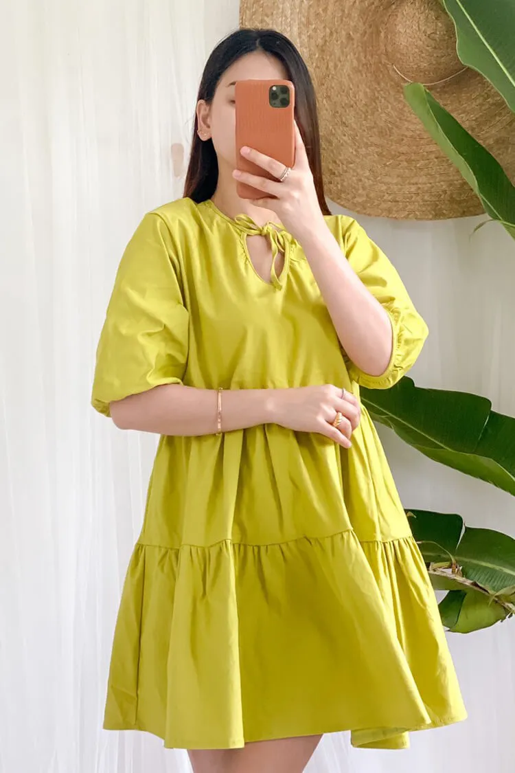 Mara Tie Neck Tiered Dress