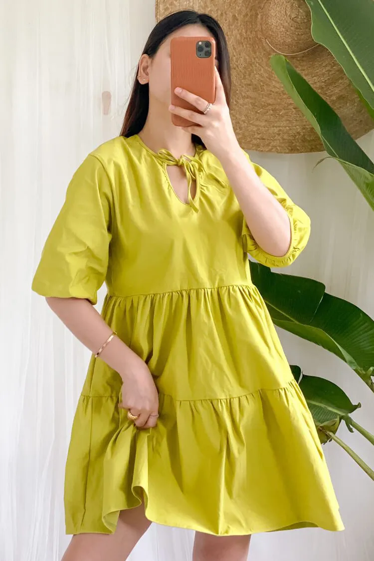 Mara Tie Neck Tiered Dress