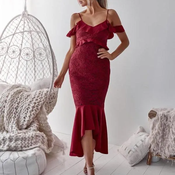 Maternity Sexy Sling Strap Lace Mermaid Dress