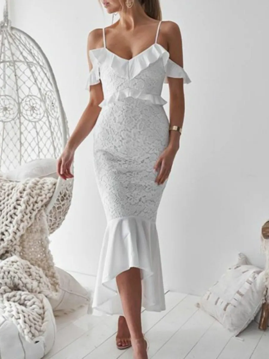 Maternity Sexy Sling Strap Lace Mermaid Dress