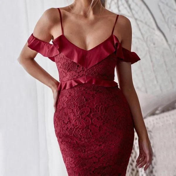 Maternity Sexy Sling Strap Lace Mermaid Dress