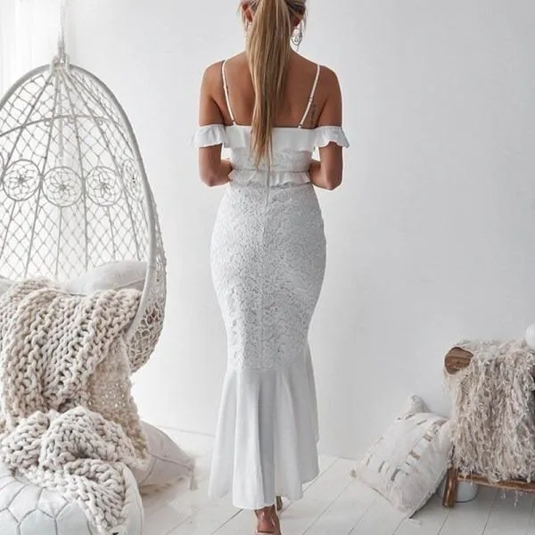 Maternity Sexy Sling Strap Lace Mermaid Dress