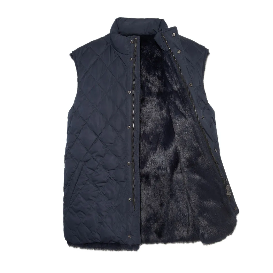 Mens Sheared Mink Lined Puffer Vest