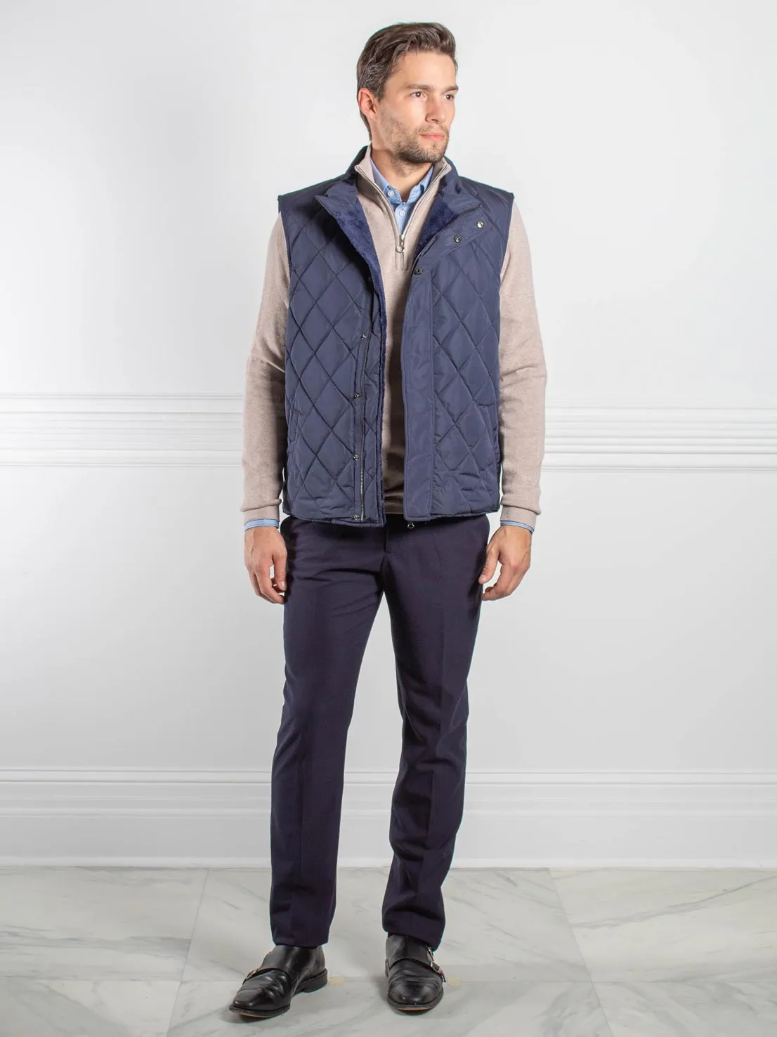 Mens Sheared Mink Lined Puffer Vest