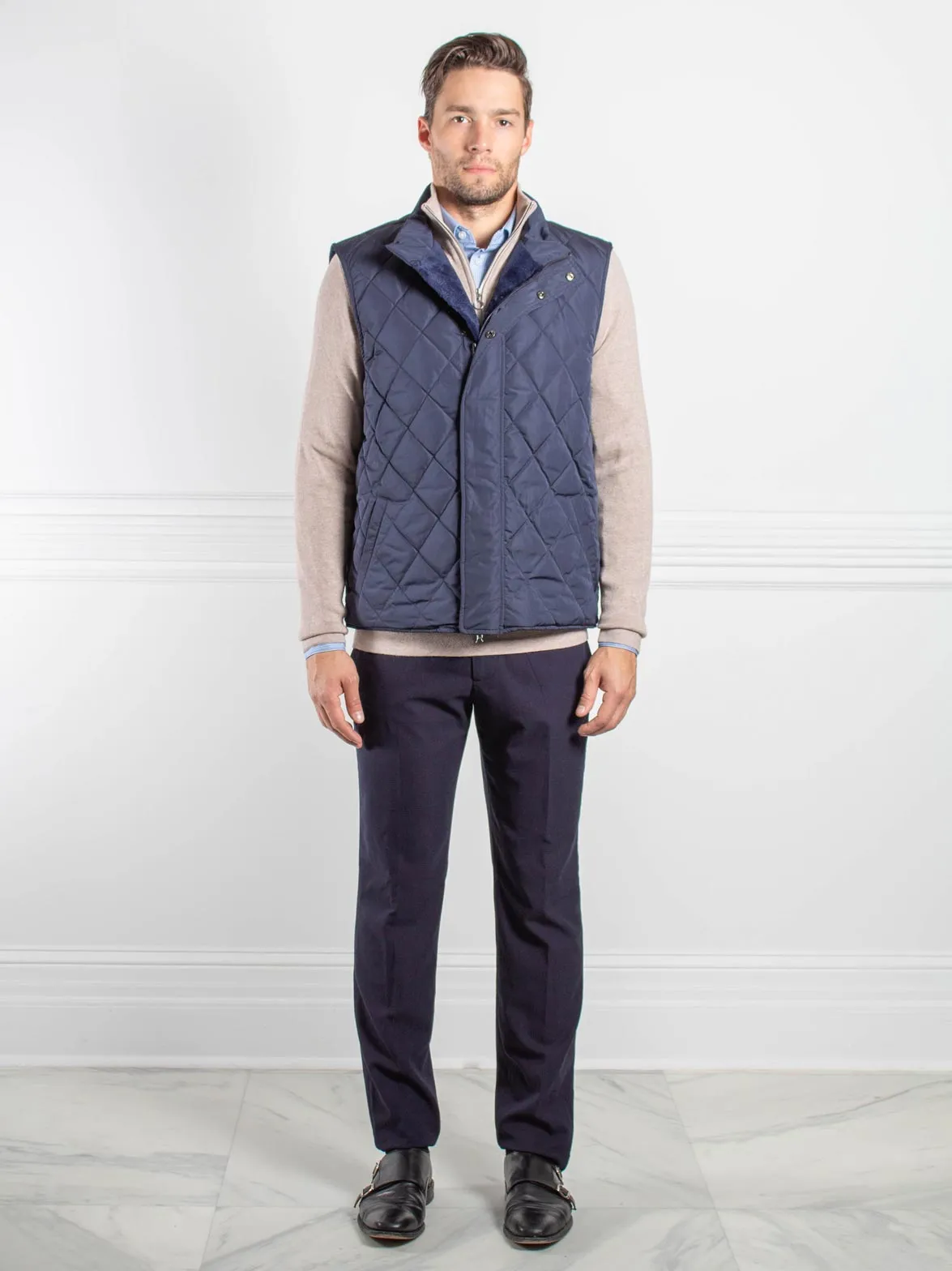 Mens Sheared Mink Lined Puffer Vest